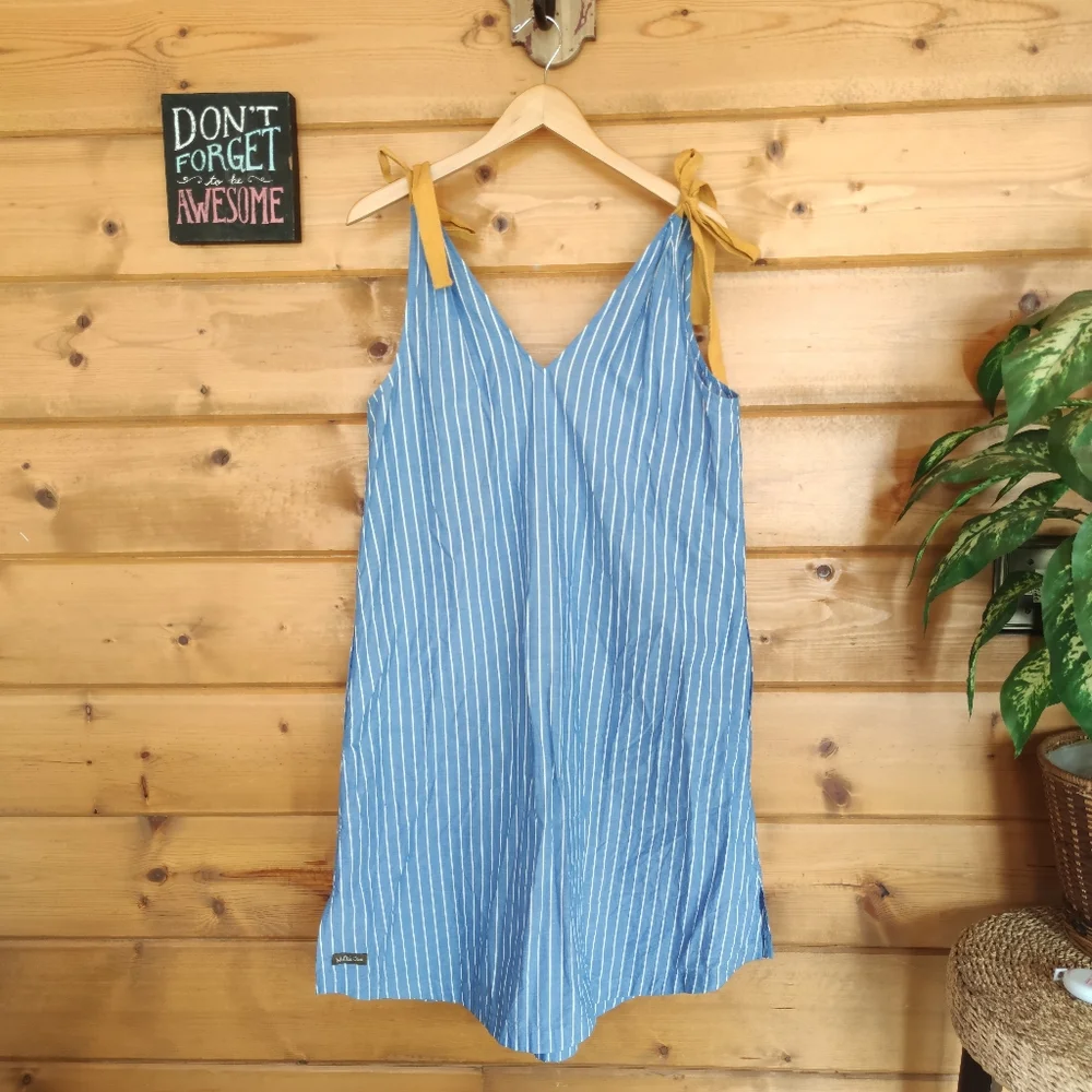 Matilda Jane 💜 Sandy Seashell Cover Up‎ Dress Stripes Pockets Beach Swim Small